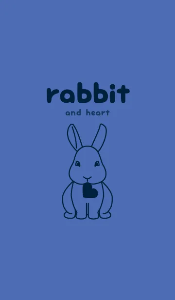 [LINE着せ替え] ウサギとハート (群青色)の画像1