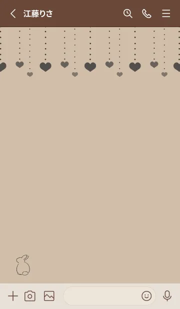 [LINE着せ替え] 兎とハート -ベージュ-の画像2