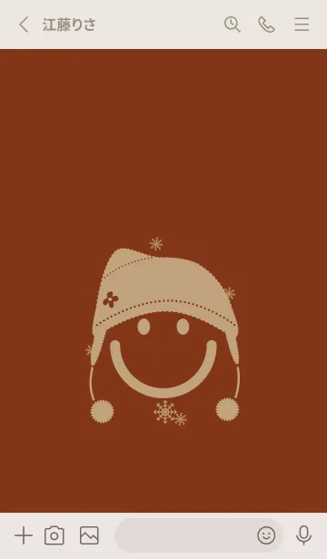 [LINE着せ替え] スマイル＆ニット帽 バーントシエンナの画像2