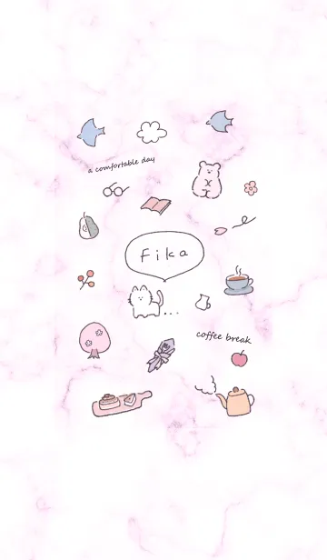 [LINE着せ替え] 「Fika」桜と大理石✿ピンクパープル12_1の画像1