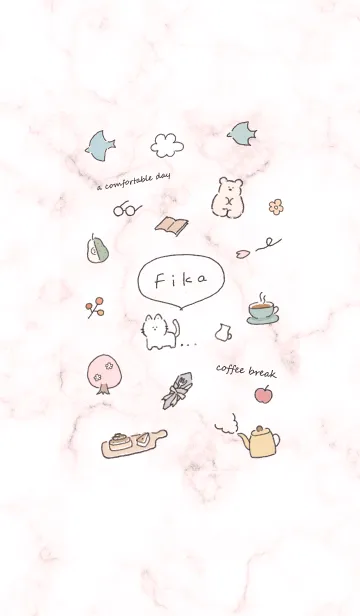 [LINE着せ替え] 「Fika」桜と大理石✿レッド15_1の画像1