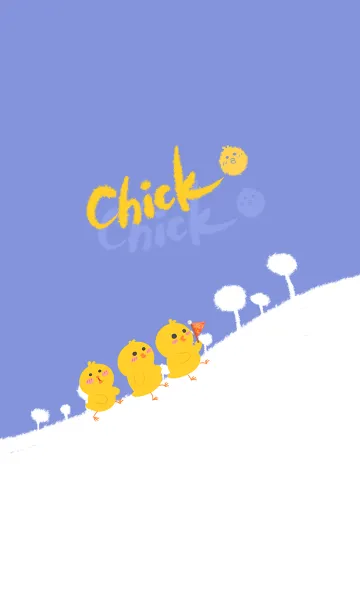 [LINE着せ替え] Chick-purple blue (bw4)の画像1