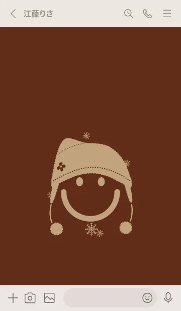 [LINE着せ替え] スマイル＆ニット帽 セピアの画像2