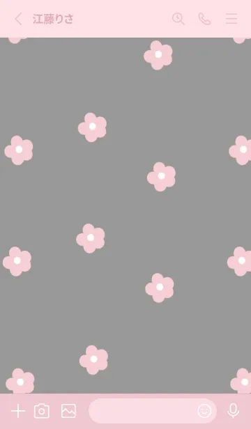 [LINE着せ替え] グレー×ピンクのお花。の画像2