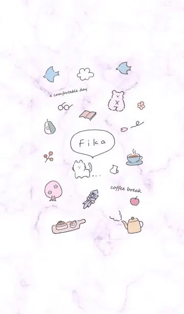 [LINE着せ替え] 「Fika」桜と大理石✿パープル13_1の画像1