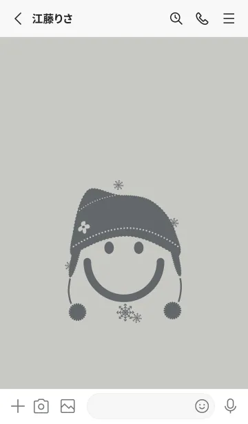 [LINE着せ替え] スマイル＆ニット帽 パールグレイの画像2