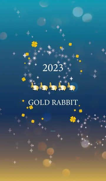 [LINE着せ替え] 青 : 2023 幸運のGold Rabbitの画像1