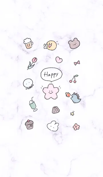 [LINE着せ替え] 「Happy」桜と大理石✿パープル14_1の画像1