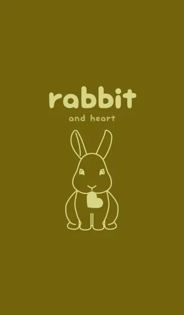 [LINE着せ替え] ウサギとハート (オリーブ)の画像1