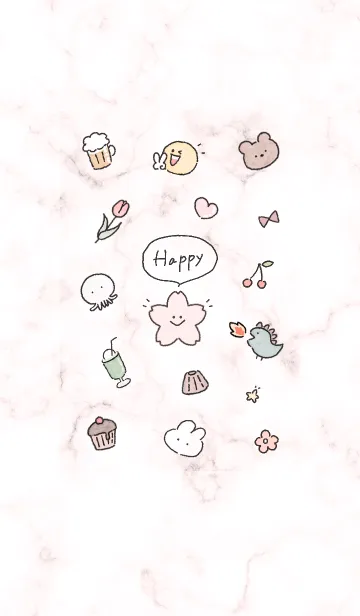 [LINE着せ替え] 「Happy」桜と大理石✿ベビーピンク10_1の画像1