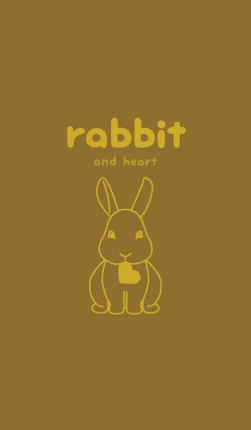 [LINE着せ替え] ウサギとハート (ゴールデンオーカー)の画像1