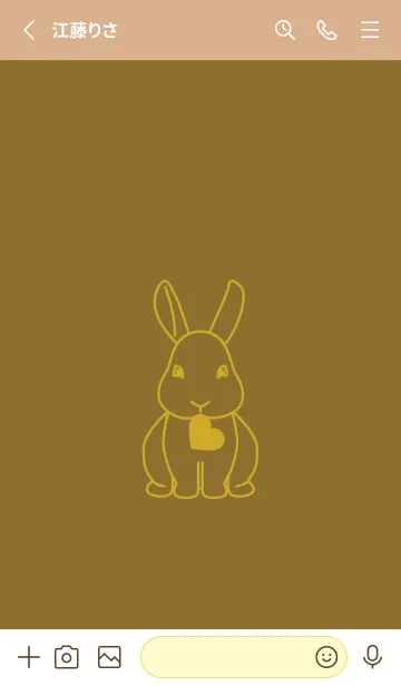 [LINE着せ替え] ウサギとハート (ゴールデンオーカー)の画像2