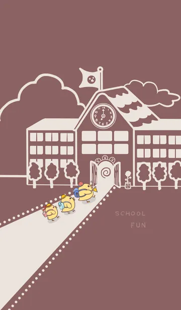 [LINE着せ替え] Yellow Duck School fun-dark red (Be1)の画像1