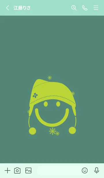 [LINE着せ替え] スマイル＆ニット帽 ライトターコイズの画像2