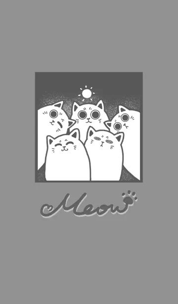 [LINE着せ替え] Meow J (monochrome) - light gray (bw2)の画像1