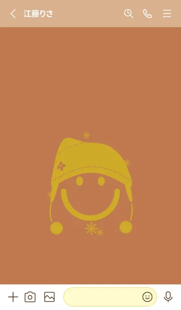[LINE着せ替え] スマイル＆ニット帽 駱駝色の画像2
