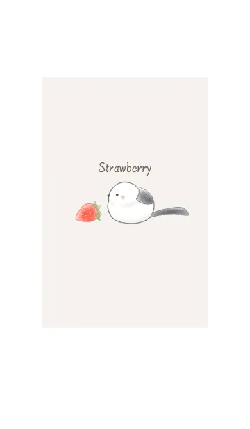 [LINE着せ替え] シマエナガと苺 -ベージュ-の画像1