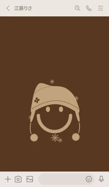 [LINE着せ替え] スマイル＆ニット帽 黒茶の画像2
