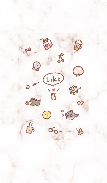 [LINE着せ替え] 「Like」桜と大理石✿ピンクブラウン09_1の画像1