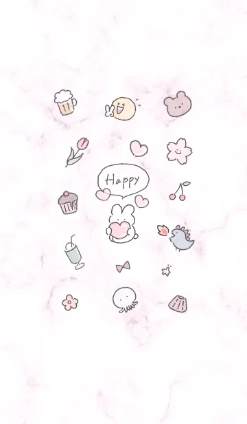 [LINE着せ替え] 愛を届けるウサギ♥ピンクパープル11_1の画像1