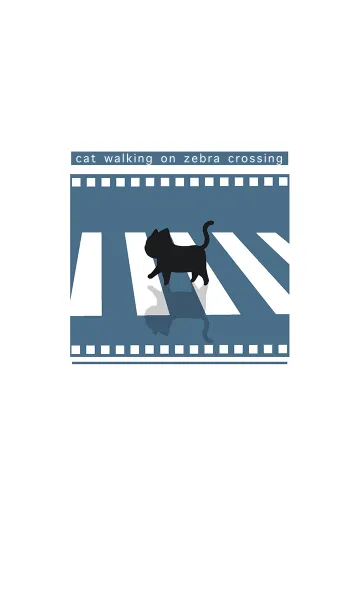 [LINE着せ替え] cat zebra crossing J-indigo (bw4)の画像1