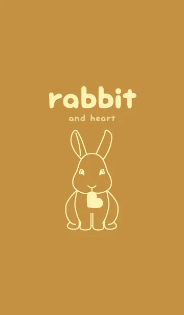 [LINE着せ替え] ウサギとハート (黄土色)の画像1
