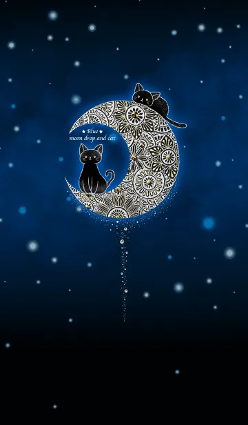 [LINE着せ替え] 幸福度UP✨願いを叶える猫と月の雫✨青✨の画像1