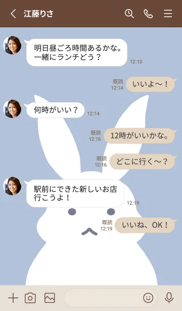 [LINE着せ替え] シンプルバニー/くすみブルーグレイの画像3