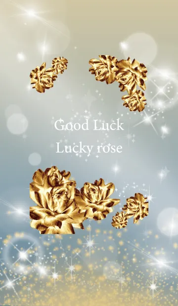 [LINE着せ替え] ベージュと青 : 金運上昇！ゴールドローズの画像1