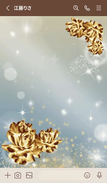 [LINE着せ替え] ベージュと青 : 金運上昇！ゴールドローズの画像2