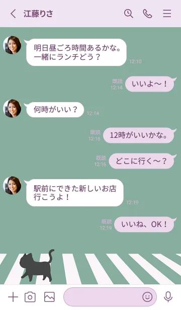 [LINE着せ替え] cat zebra crossing J-turquoise (Pu3)の画像3