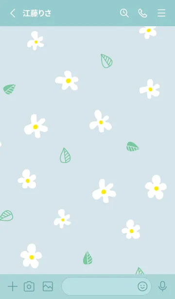 [LINE着せ替え] かわいい白い花と葉っぱ28の画像2