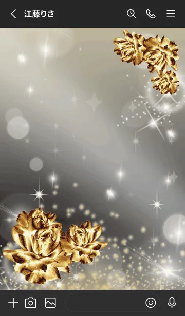 [LINE着せ替え] 黒 : 金運上昇！ゴールドローズの画像2