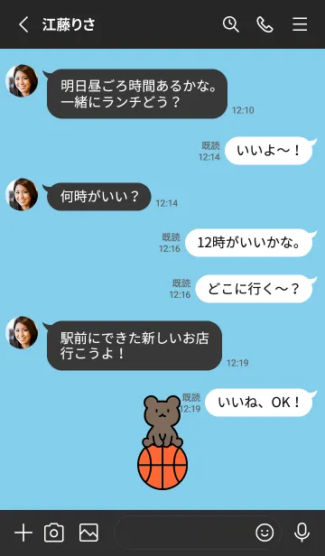 [LINE着せ替え] バスケットボールとお座り小熊 スカイの画像3