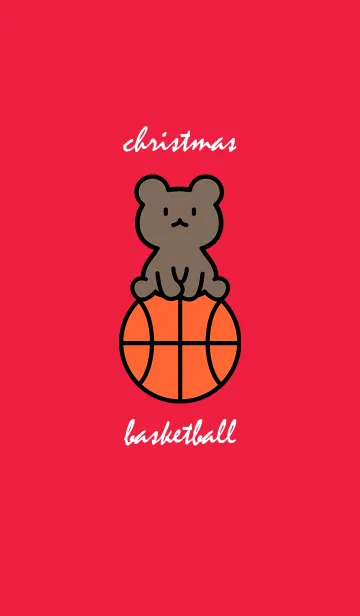 [LINE着せ替え] バスケットボールと小熊 クリスマスレッドの画像1