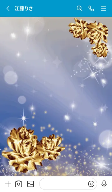 [LINE着せ替え] 青 : 金運上昇！ゴールドローズの画像2