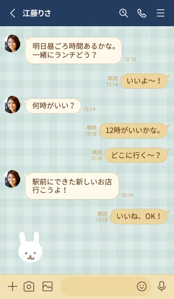 [LINE着せ替え] うさぎ チェック柄10の画像3