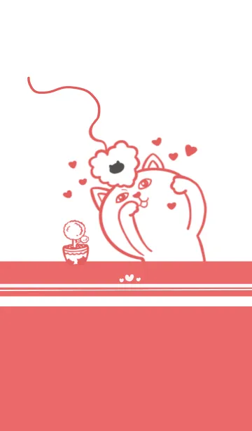 [LINE着せ替え] Mischievous Cat - Red (bw1)の画像1