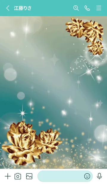 [LINE着せ替え] 青緑 : 金運上昇！ゴールドローズの画像2