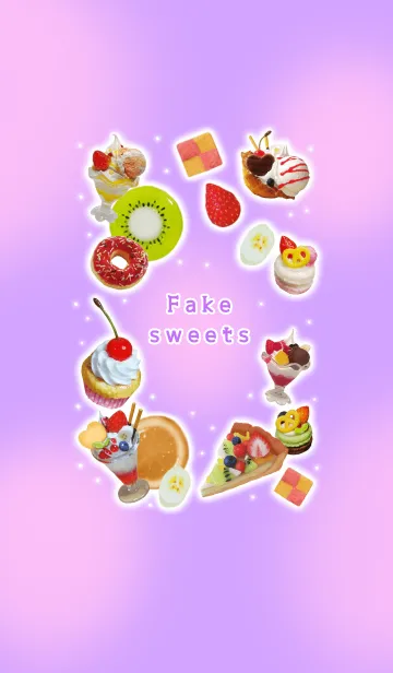 [LINE着せ替え] Fake sweets★purple&pinkの画像1