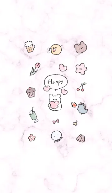 [LINE着せ替え] 愛を届けるクマ♥ピンクパープル11_1の画像1