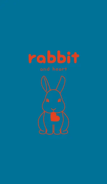 [LINE着せ替え] ウサギとハート (ダックブルー)の画像1