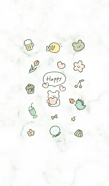 [LINE着せ替え] 愛を届けるクマ♥グリーン07_1の画像1