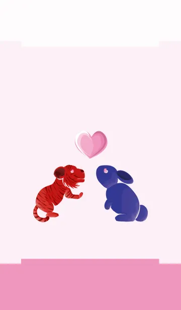 [LINE着せ替え] ekst Red（タイガー）Love Blue（ウサギ）の画像1