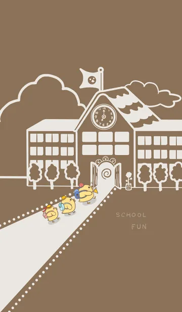 [LINE着せ替え] Yellow Duck School fun-brown (Be1)の画像1