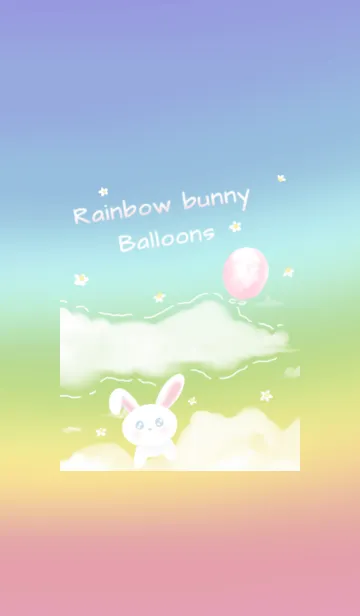 [LINE着せ替え] Rainbow bunny balloons / pinkの画像1