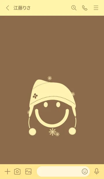 [LINE着せ替え] スマイル＆ニット帽 ブリックレッドの画像2