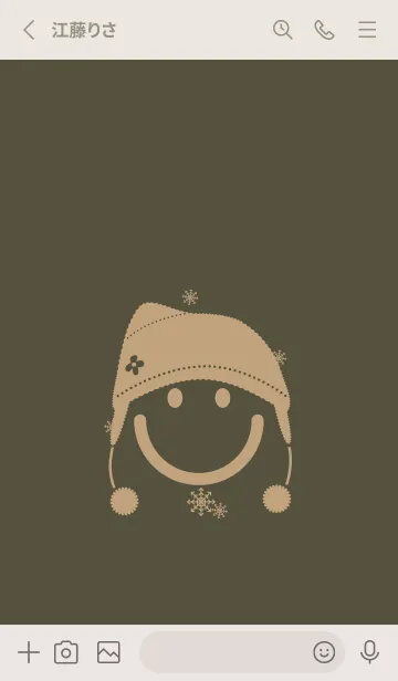 [LINE着せ替え] スマイル＆ニット帽 枯葉色の画像2