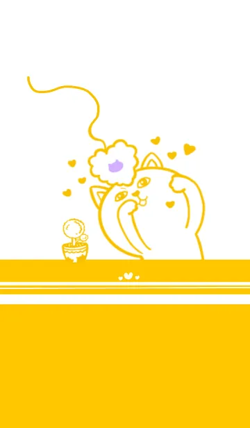 [LINE着せ替え] Mischievous Cat - Bright Yellow (bw1)の画像1