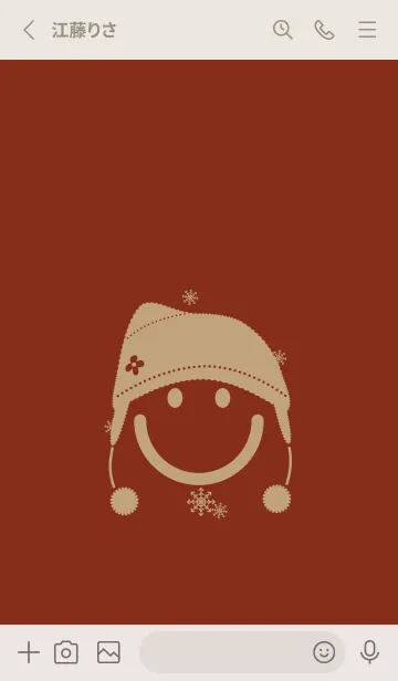 [LINE着せ替え] スマイル＆ニット帽 栗梅の画像2